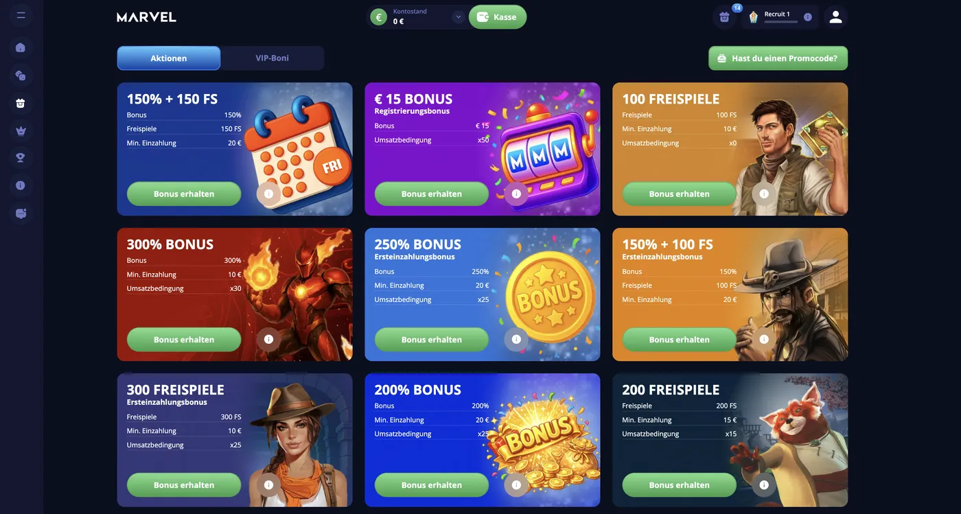 Boni und Sonderaktionen im Marvel Casino